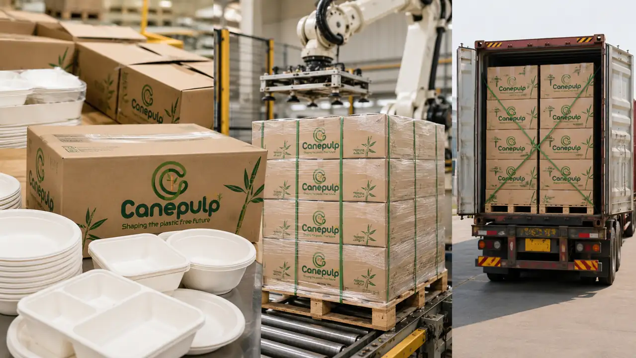 Export packaging and logistics preparation of bagasse tableware