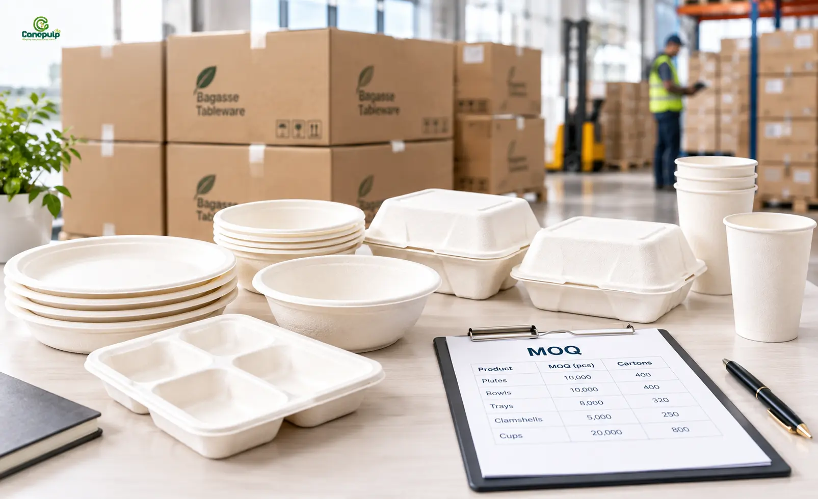 Bagasse tableware MOQ guide for bulk B2B buyers