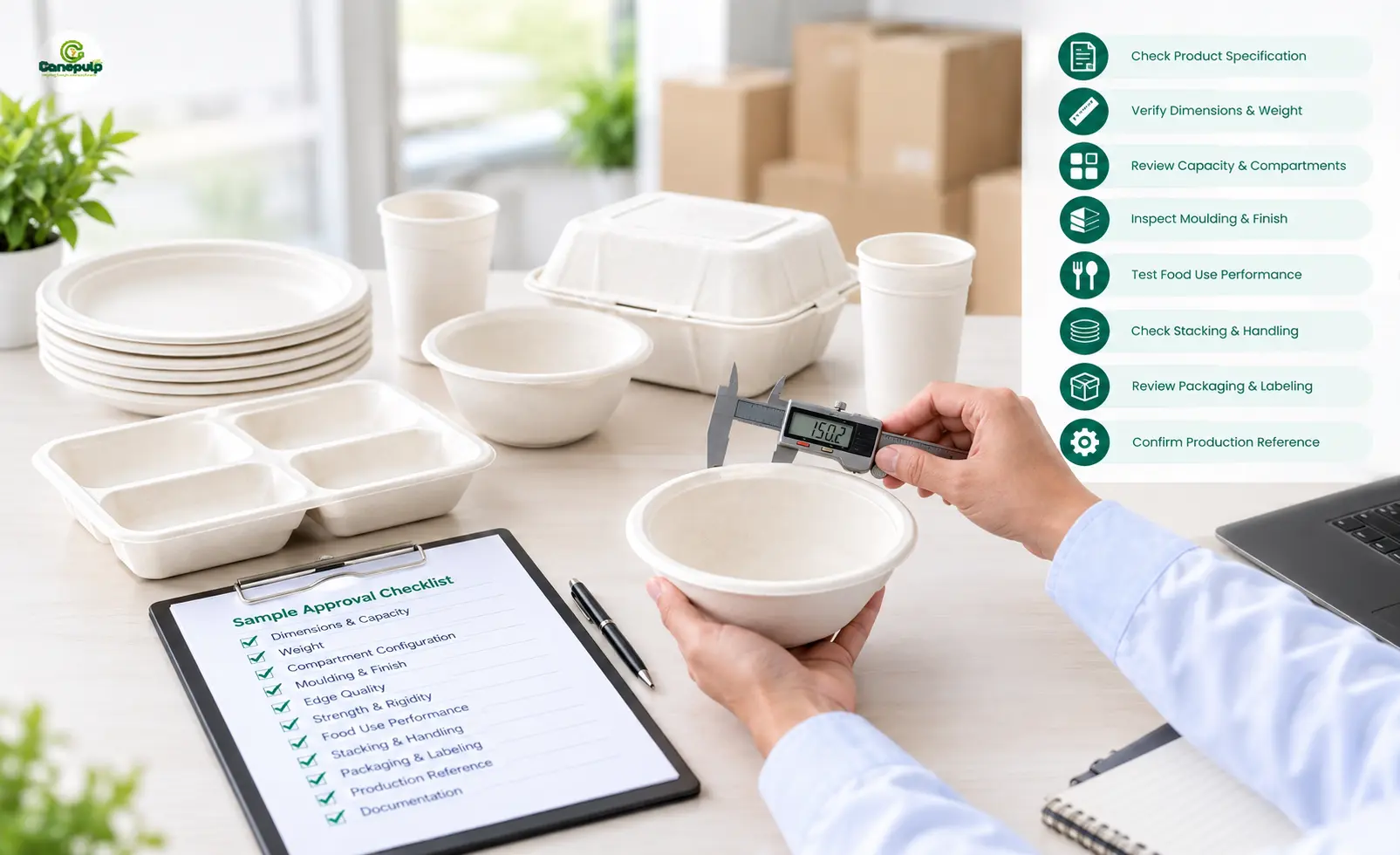 Bagasse tableware sample approval for bulk B2B orders