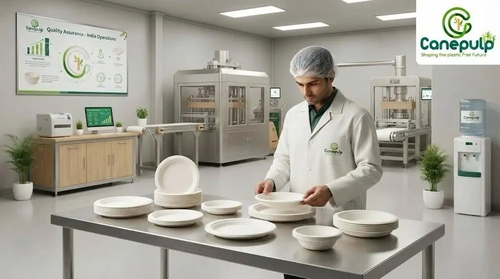 Bagasse tableware manufacturing and quality inspection in India