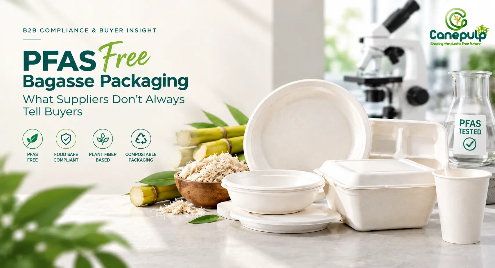 PFAS in bagasse packaging, testing and compliance considerations for B2B buyers