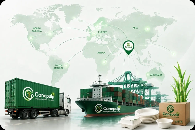 Premium sustainable export logistics illustration