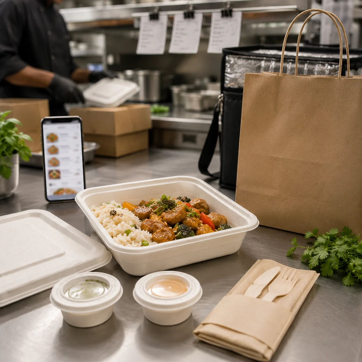 Delivery-ready cloud kitchen packaging